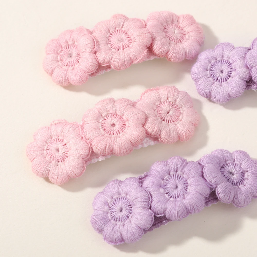 Horquillas bebé flor blanca bordada estilo vintage para niñas - imagen 4