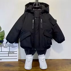 Gabardina acolchada de invierno con capucha para niños