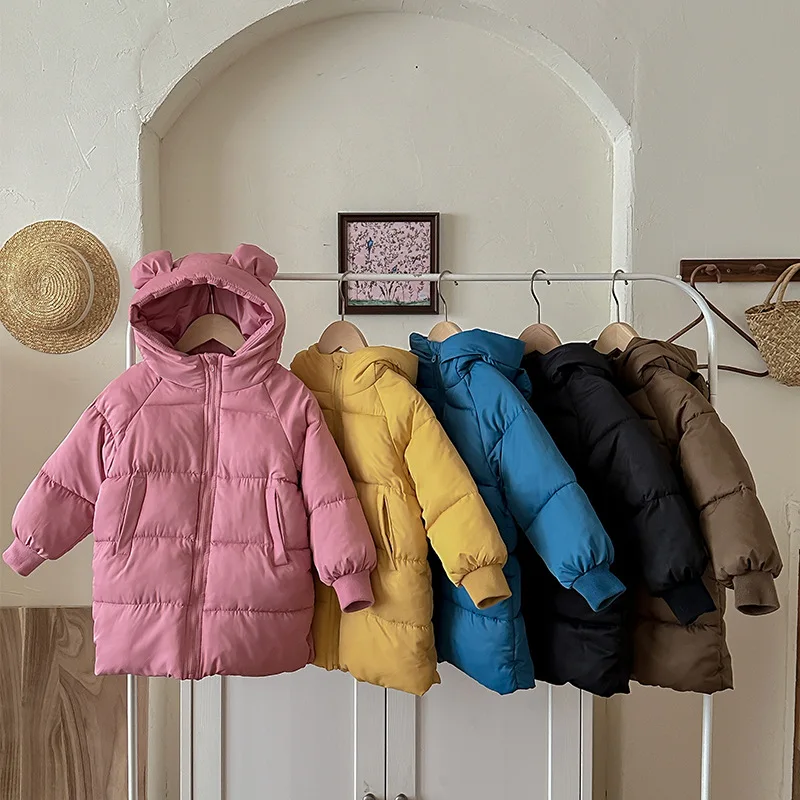 Abrigo acolchado con capucha para niños y niñas – largo cálido