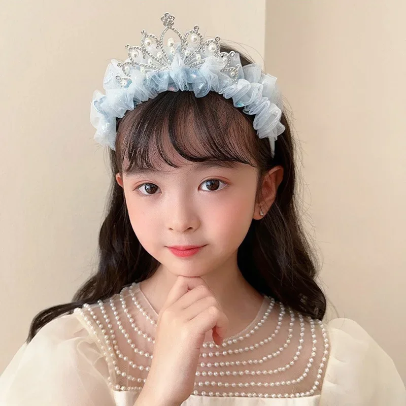 Diadema de princesa de encaje con pedrería y perlas para bebé - imagen 2