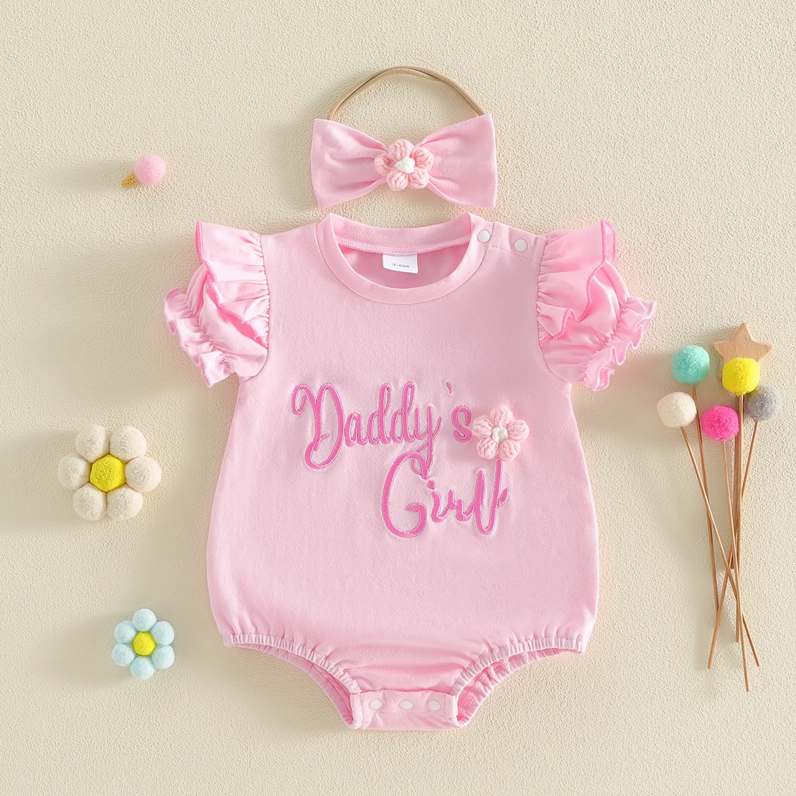 Conjunto bodies verano para bebé niña floral y diadema - imagen 4