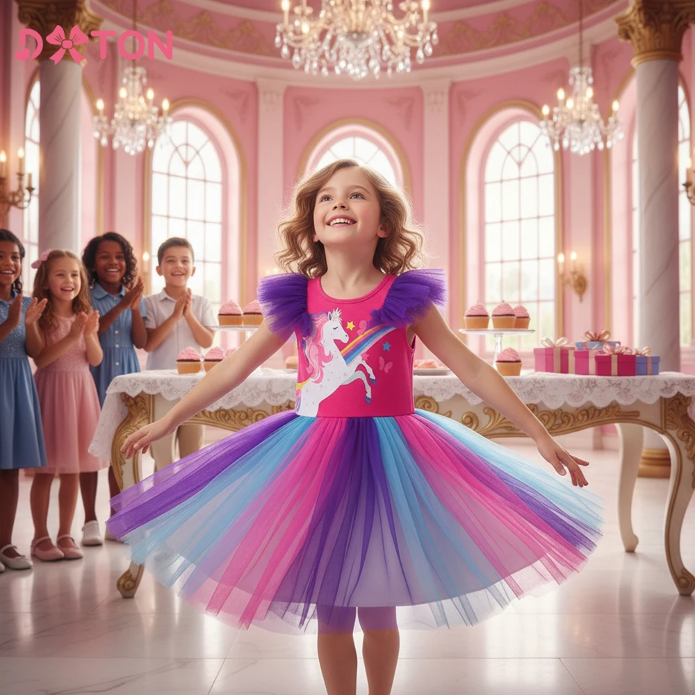 DXTON vestido de tutú de princesa de verano para niña