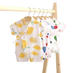 Mono de verano en algodón peinado manga corta con estampado