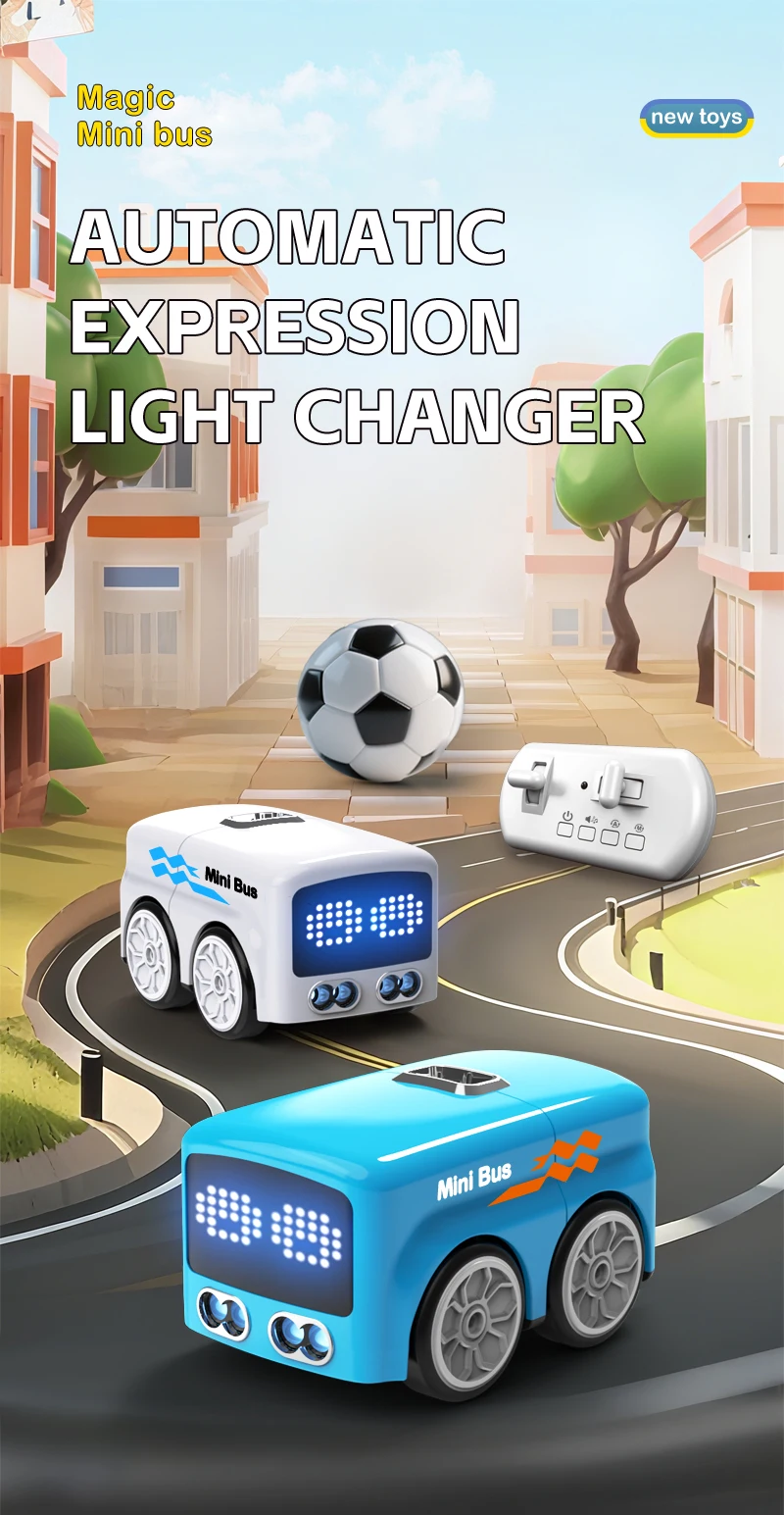 Minibús RC azul y blanco con control remoto