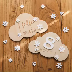 Tarjetas de hito de madera para bebé – Accesorios fotografía nube