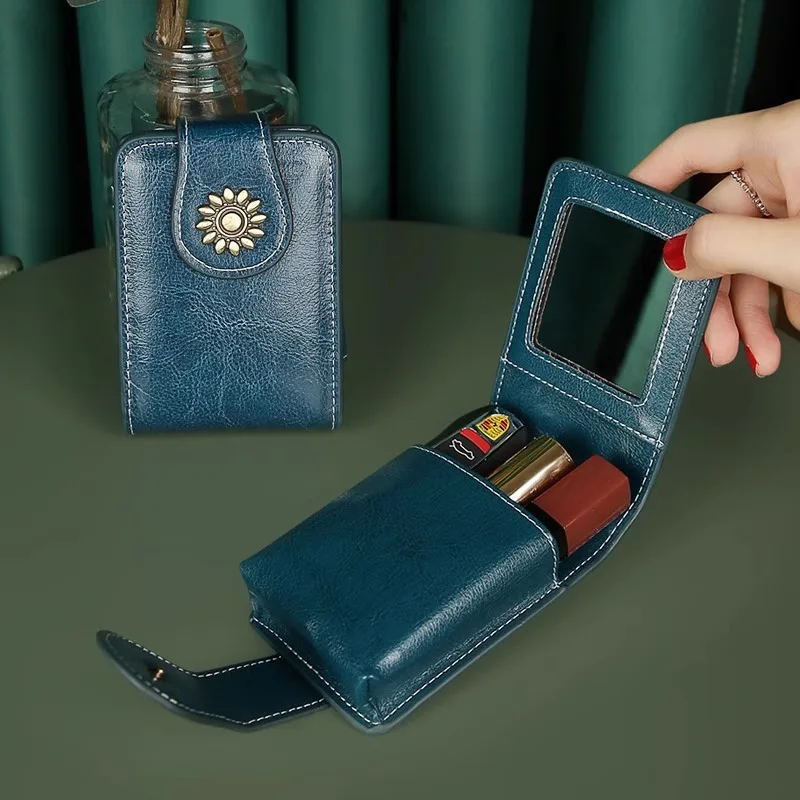 Bolsa de cosméticos compacta con espejo, estuche mini para labios - imagen 3
