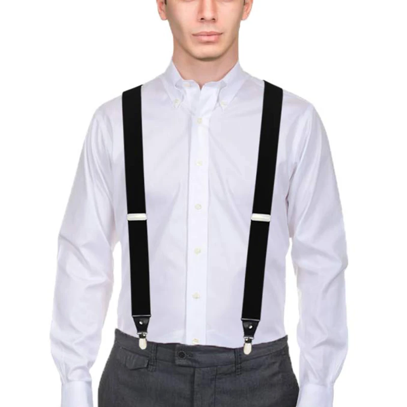 Tirantes elásticos para hombre en X, ajustables con ganchos a presión - imagen 2