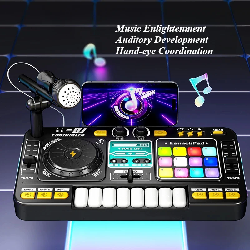 Consola DJ infantil con micrófono y luces, control por app - imagen 3