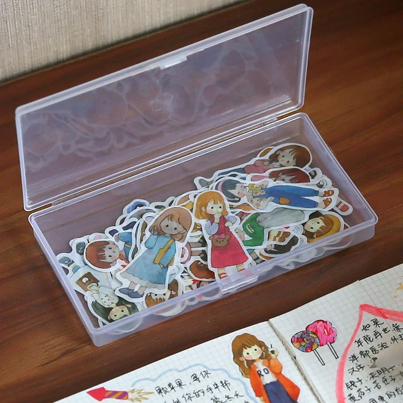 Caja organizadora transparente infantil para escritorio con tapa
