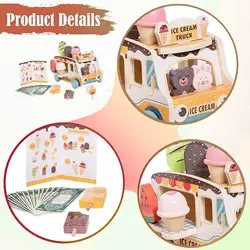 Carrito de helados de madera para juego de imitación