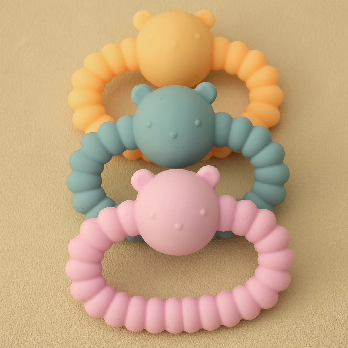 Mordedor de silicona sensorial oso para bebé 0-12 meses