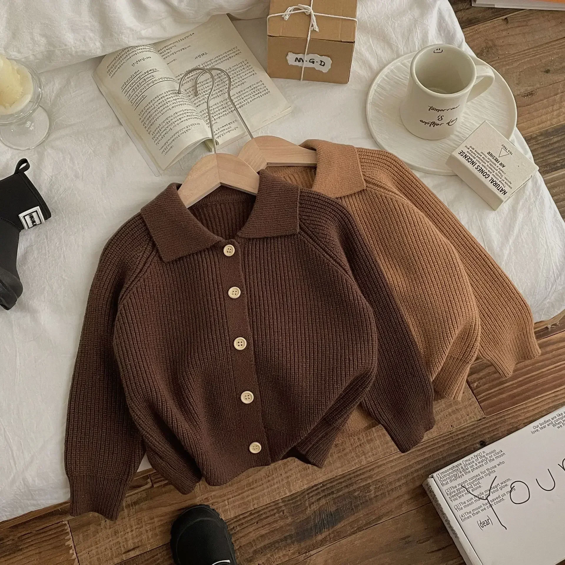 Cárdigan de lana para niños, grueso y cálido para invierno