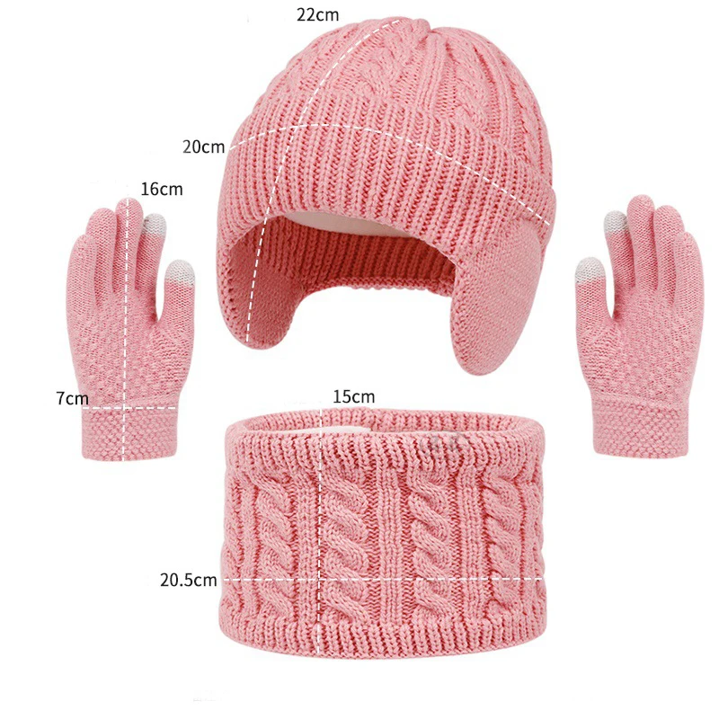 Conjunto de invierno para niños: gorro, bufanda y guantes