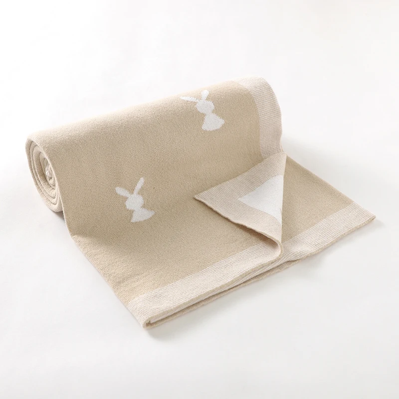 Manta bebé de algodón para cochecito con diseño conejo suave - imagen 5