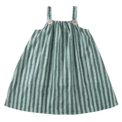 Conjunto verano niños camiseta y shorts rayas algodón + vestido tirantes