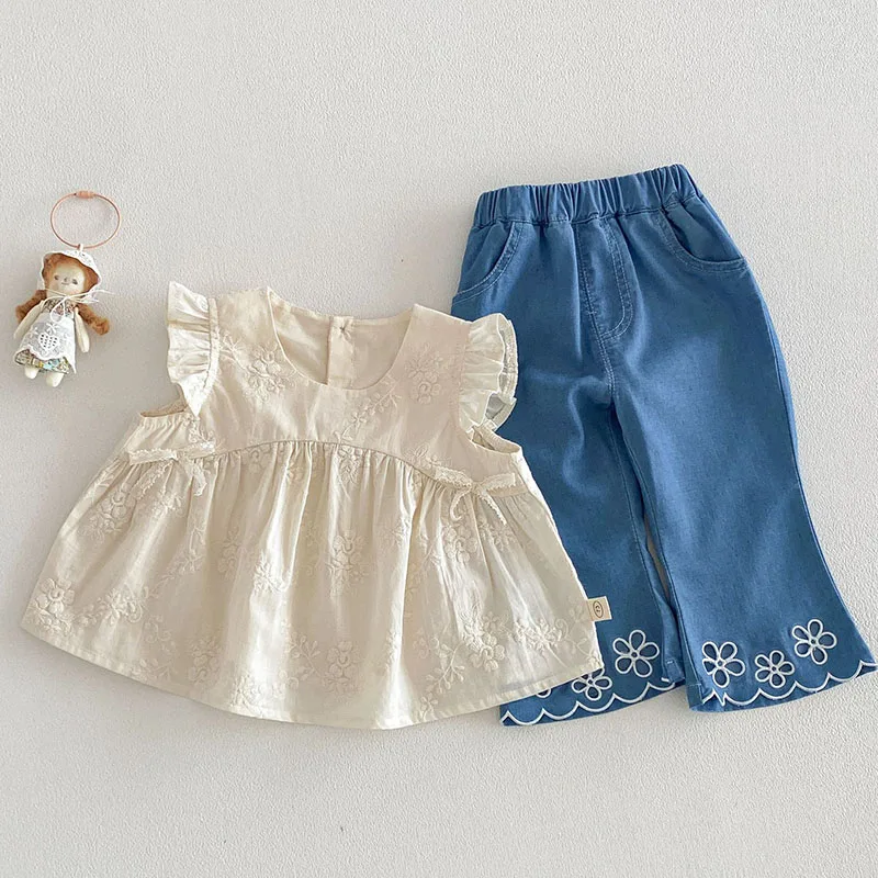 MILANCEL camiseta de verano bordada floral para niña mangas voladoras - imagen 5