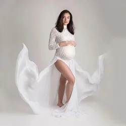 Vestido de maternidad maxi en gasa con abertura alta para fotos