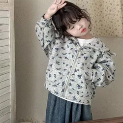 Chaqueta con capucha floral para niña Kods, cremallera