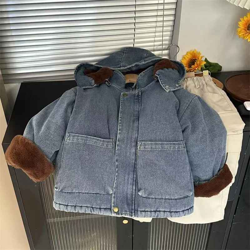 Chaqueta vaquera acolchada de invierno para niños