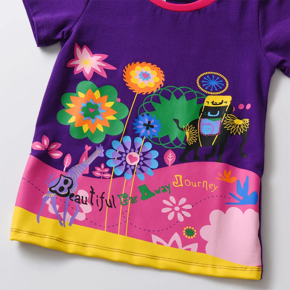 DXTON camisetas algodón estampado floral verano manga corta para niñas - imagen 3