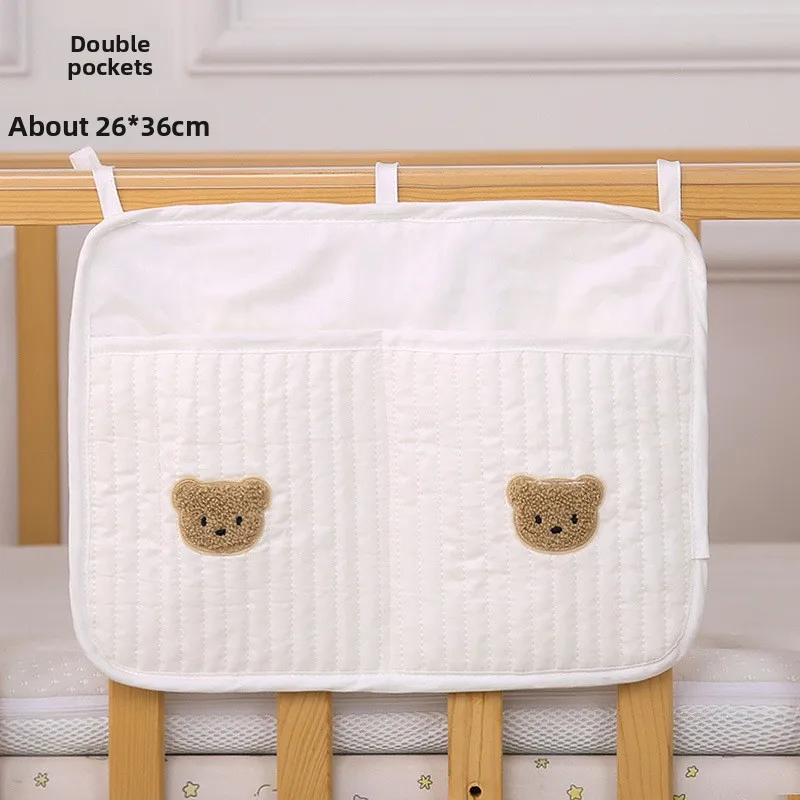 Bolsa colgante para cuna de bebé con oso, organizador de pañales - imagen 3
