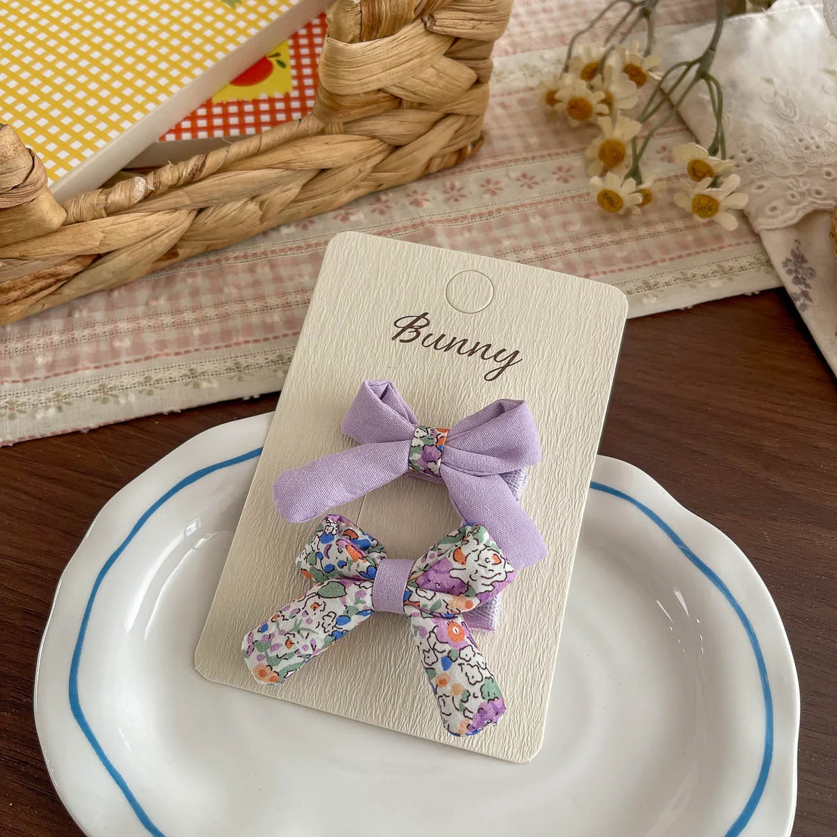 Pinza para el pelo infantil con lazo floral delicado primavera - imagen 4