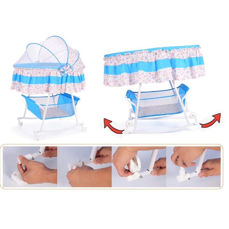Cuna columpio para bebé con colchón, mosquitera y almohada suave - imagen 3