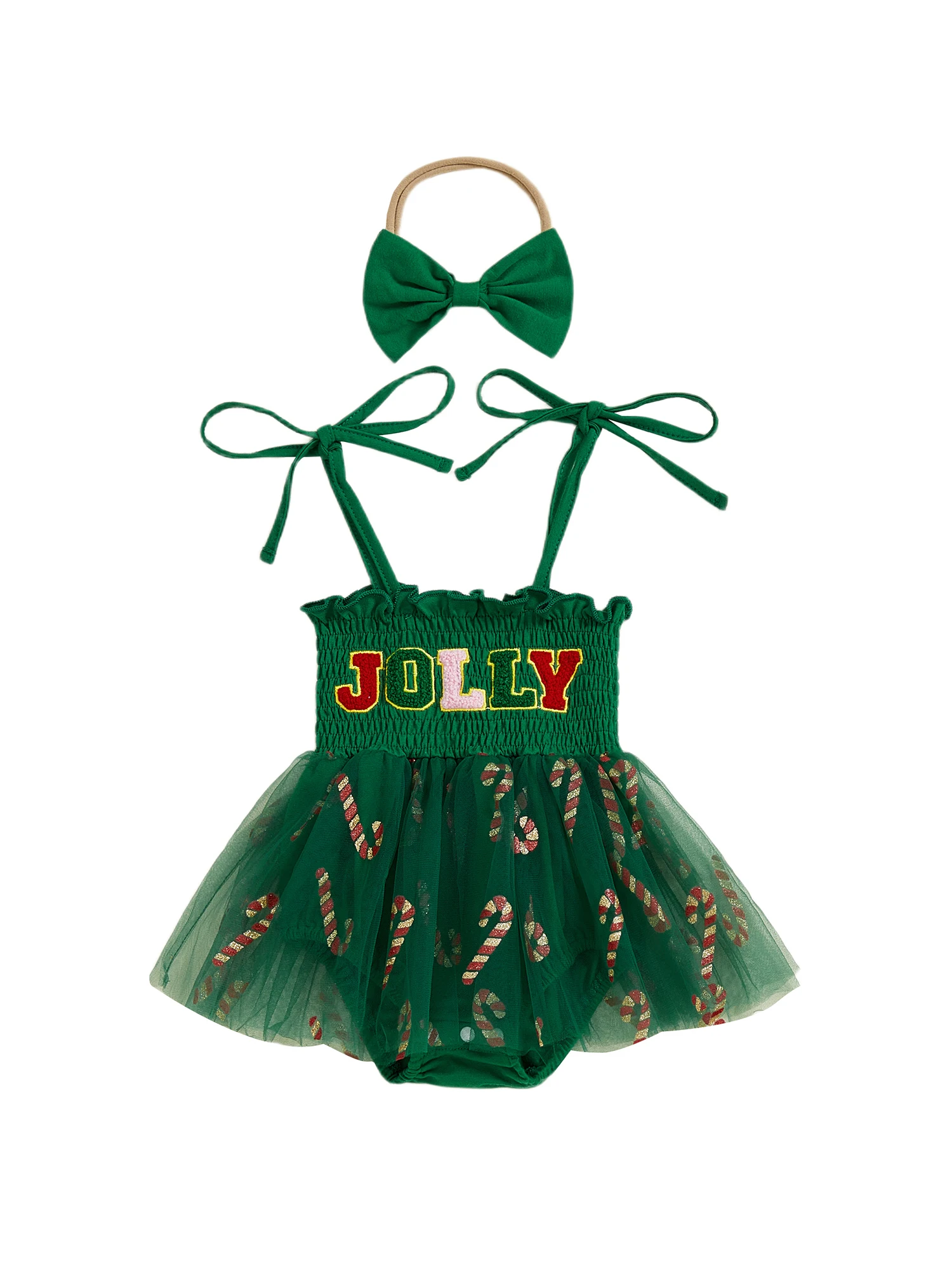 Traje Navidad sin mangas para niña con diadema y detalle festivo