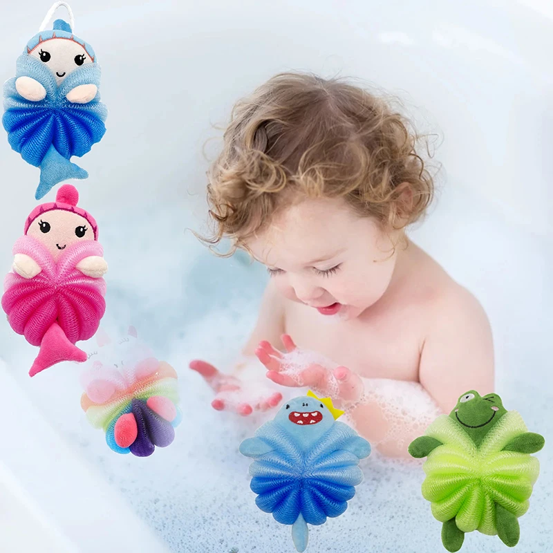 Bola de baño de esponja con forma de unicornio de sirena