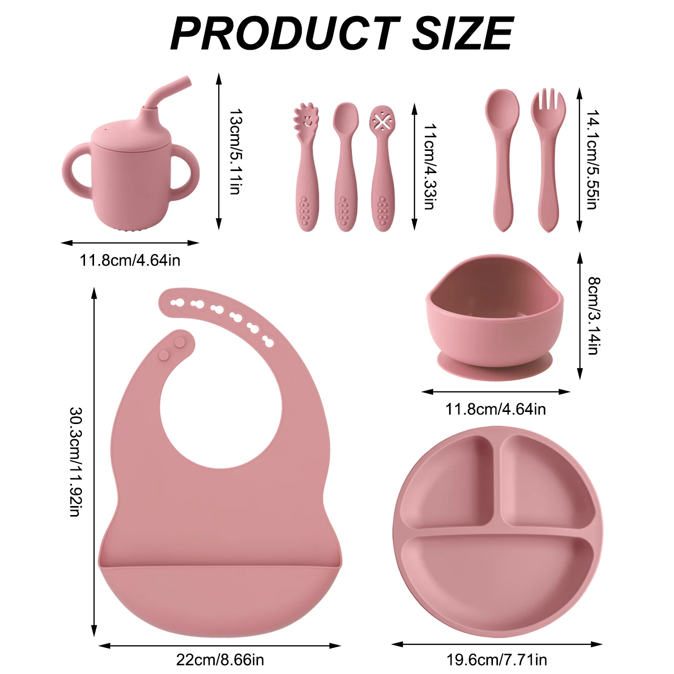 Vajilla de silicona para bebé plato con ventosa, cuenco y taza sin BPA