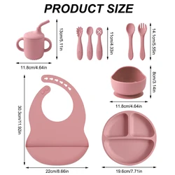 Vajilla de silicona para bebé plato con ventosa, cuenco y taza sin BPA