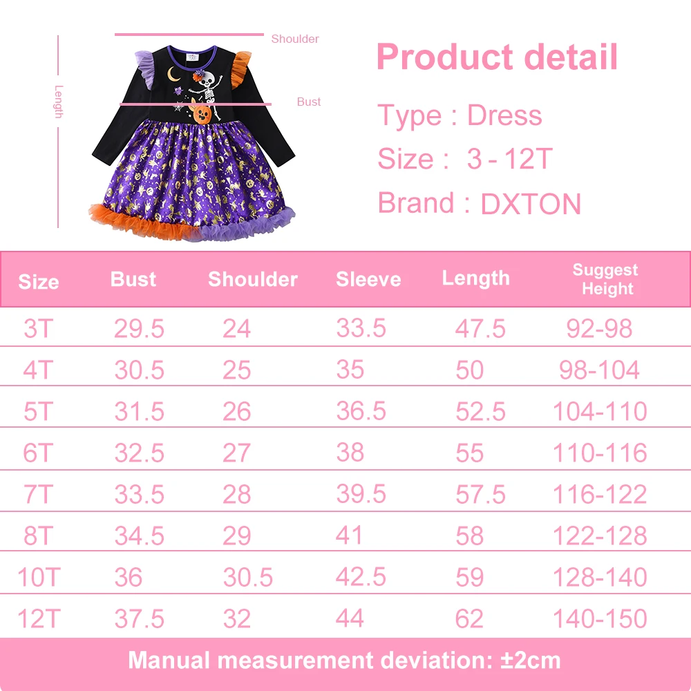 DXTON vestido Halloween para niña de fiesta con calavera - imagen 5