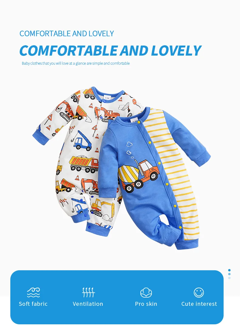 Pelele azul con estampado de coche para bebé