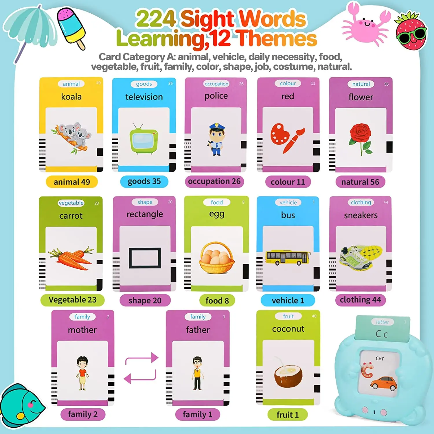 Máquina educativa con tarjetas flash y audio de aprendizaje para niños - imagen 3