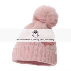 Gorros infantiles de invierno con pompones rojos y chenilla suave