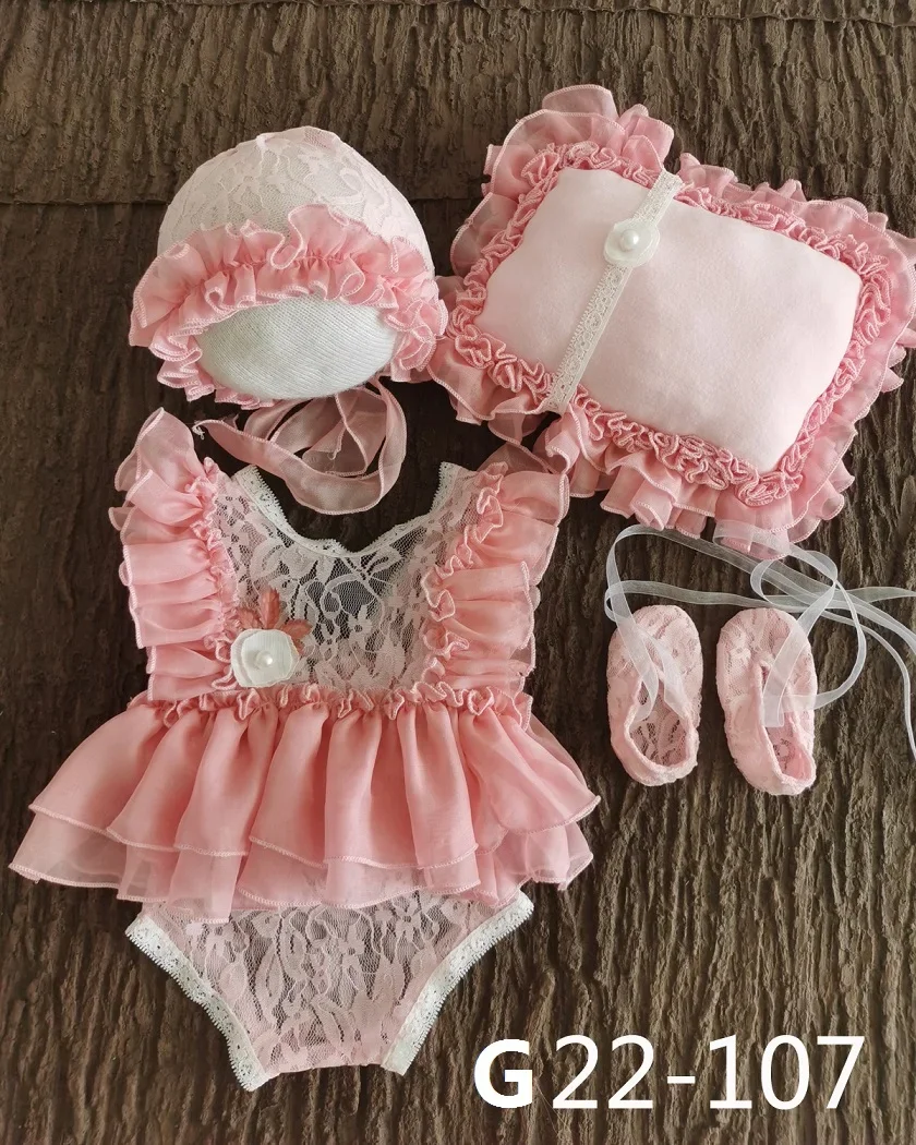 Accesorios fotografía recién nacido: sombrero y pelele de encaje - imagen 4
