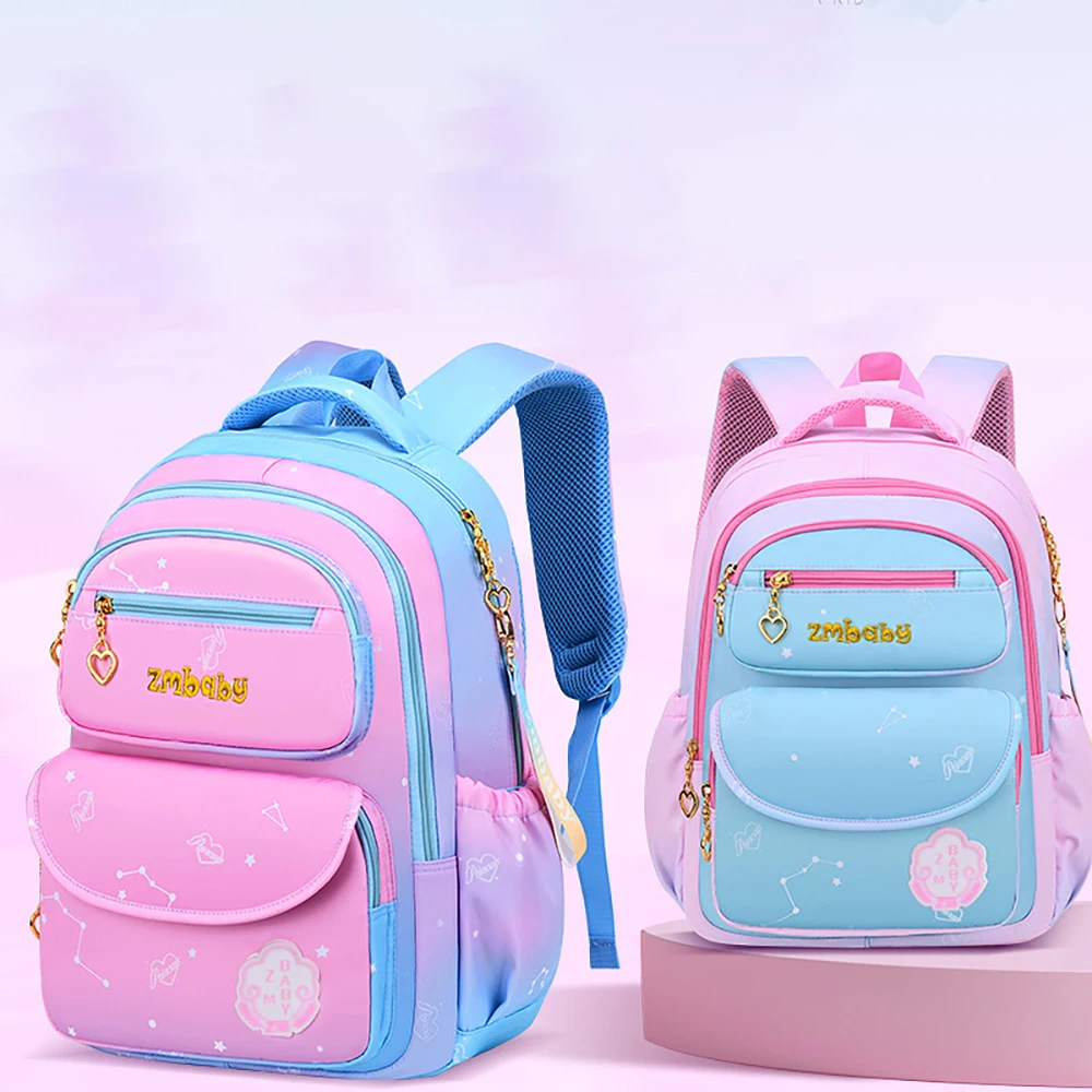 Mochila escolar impermeable de nailon con cielo estrellado para niñas - imagen 2