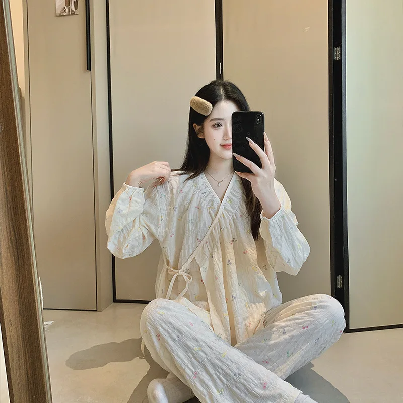 Pijama de lactancia algodón fino y holgado para otoño - imagen 2