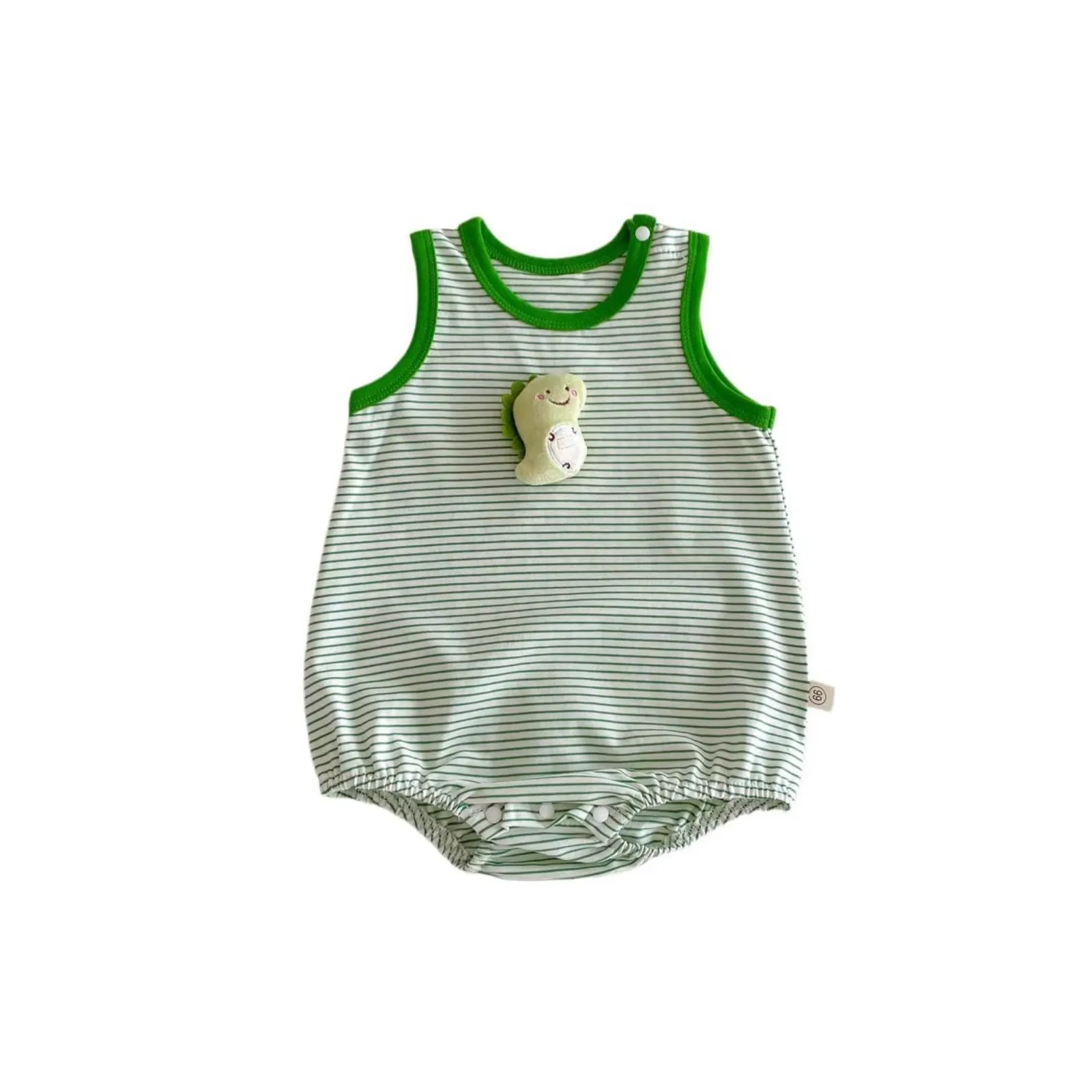 Body sin mangas de bebé unisex veraniego con rayas y dibujos animados - imagen 3