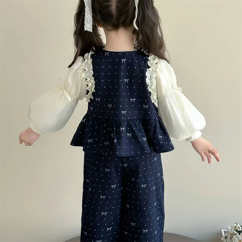 Conjunto de primavera para niña con lazo y manga larga - imagen 4