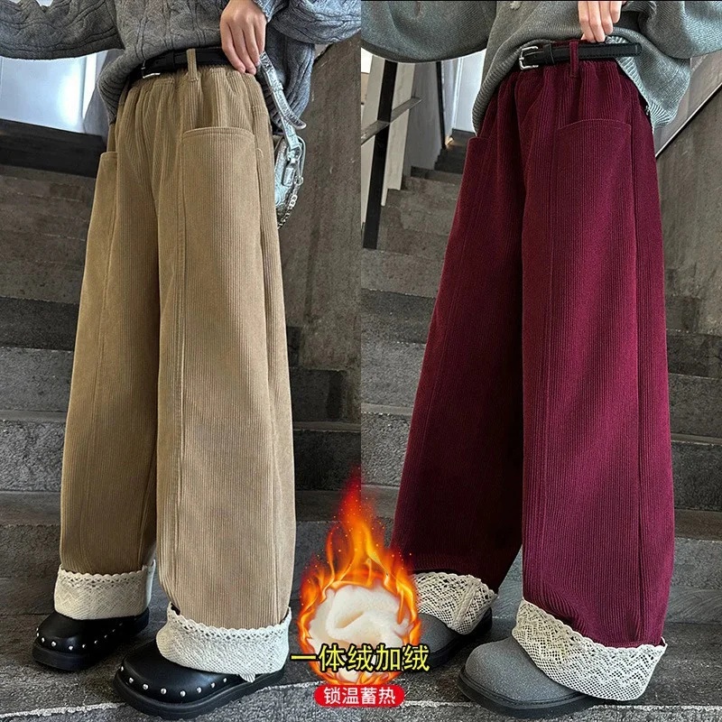 Pantalones acolchados de pana para niños de invierno