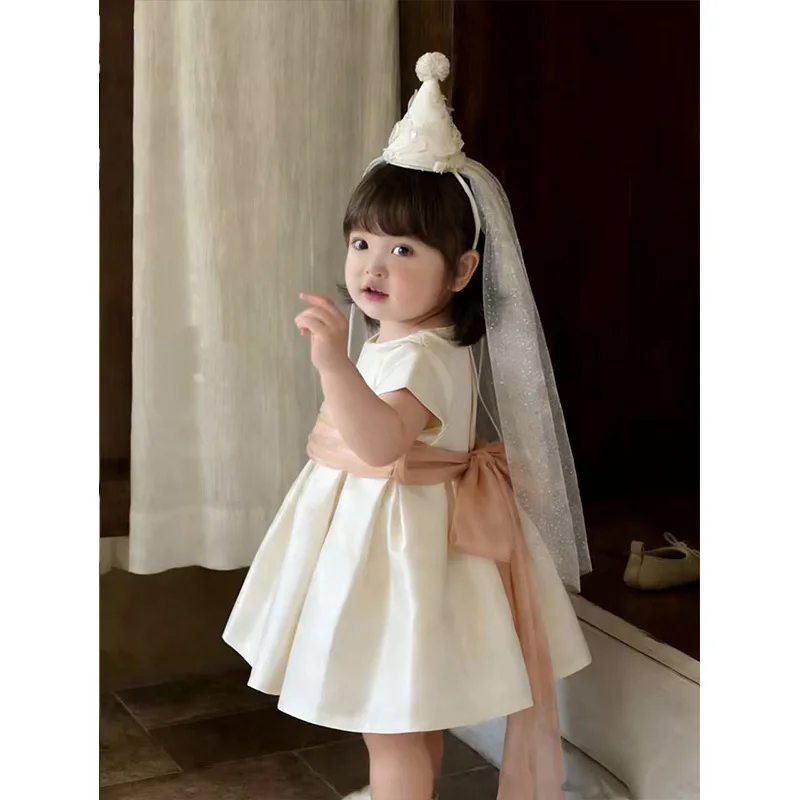 Vestido de fiesta para bebé niña con encaje estilo princesa