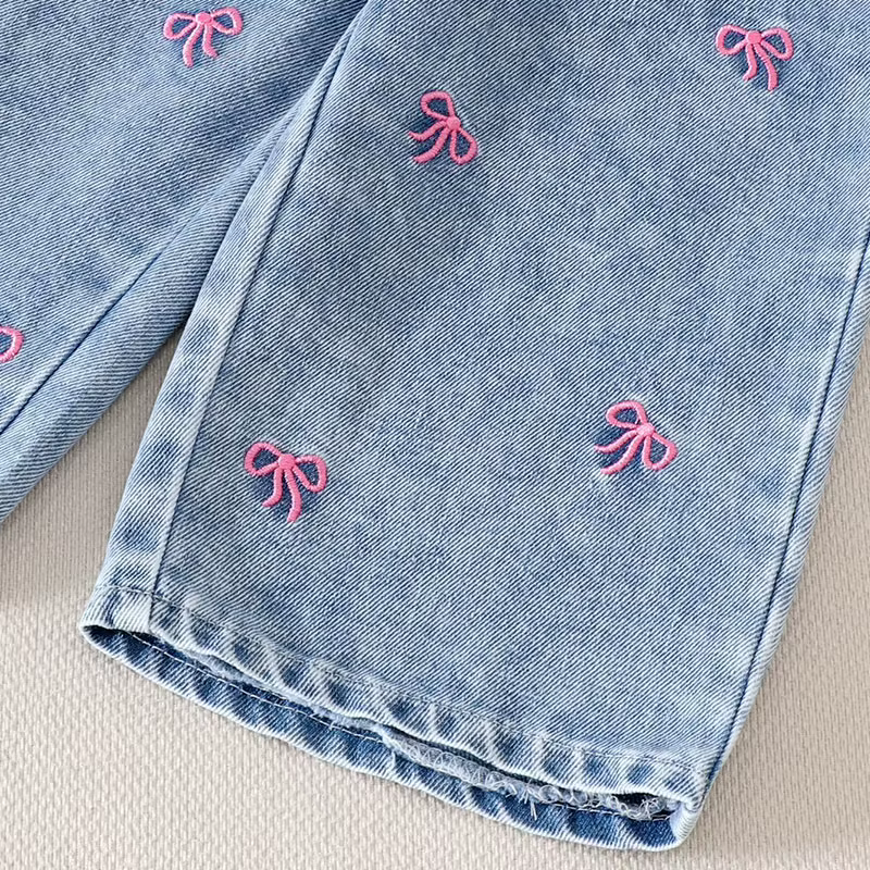 Conjunto vaquero bebé manga larga y pantalón suelto con lazo - imagen 5