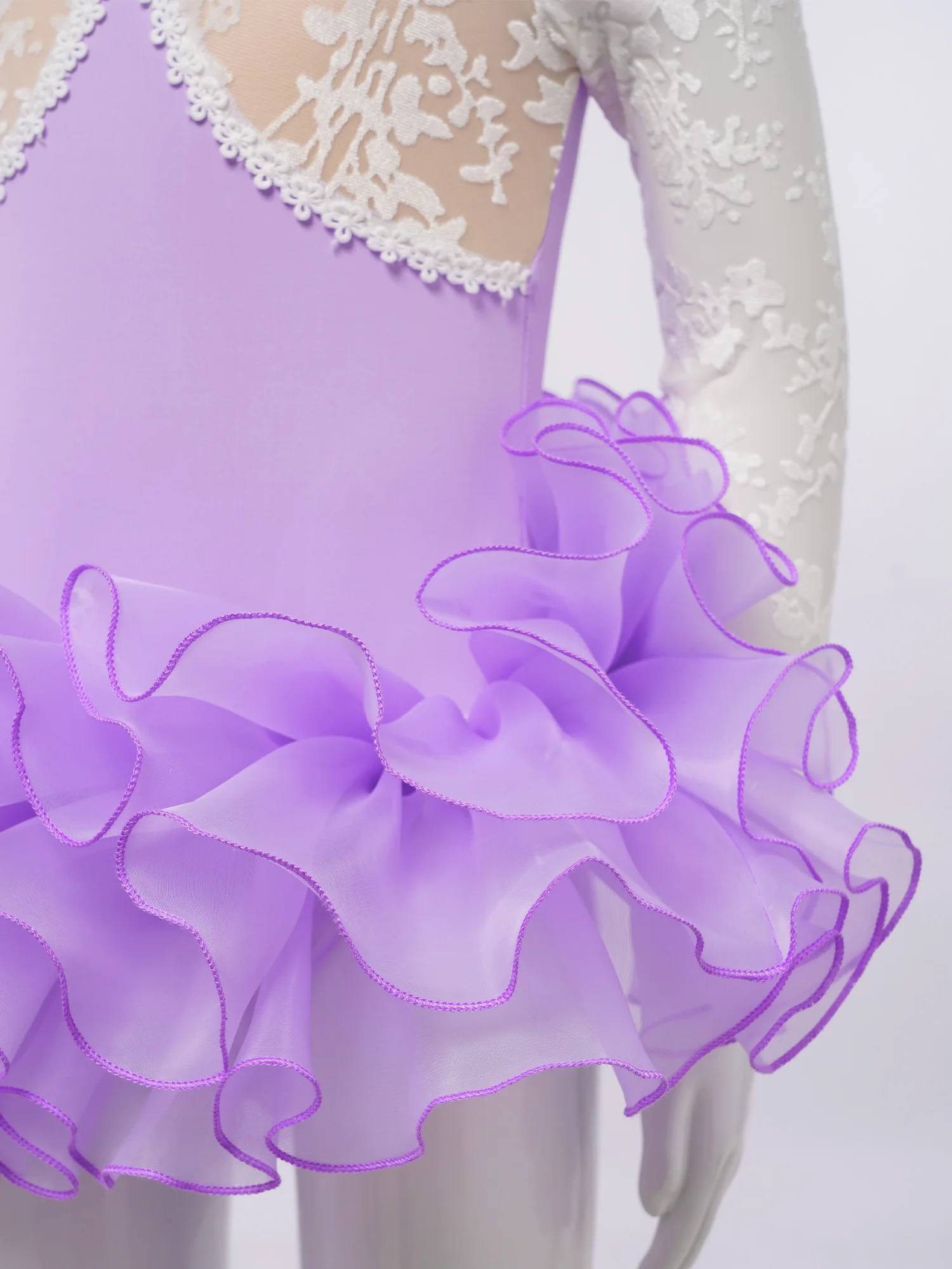 Leotardo de ballet para niña con falda encaje y manga larga - imagen 2