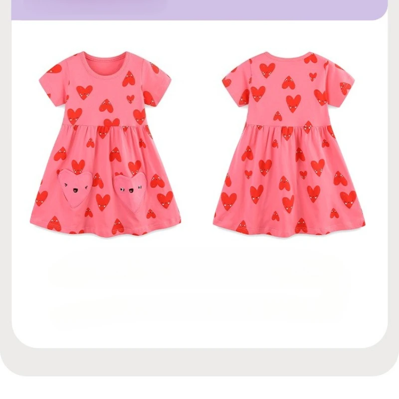 Vestido de verano manga corta para niña tipo princesa con corazones - imagen 4