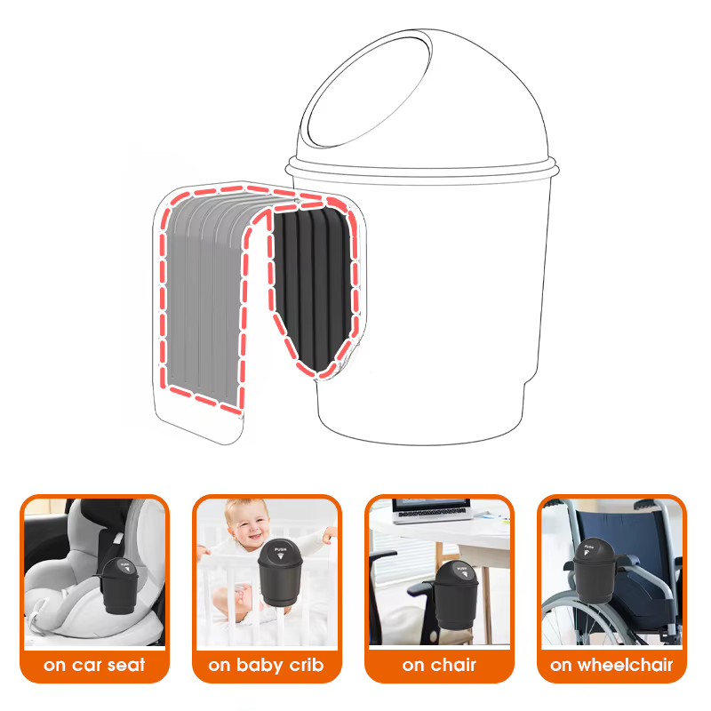 Cubo de basura para coche con tapa y almacenaje para niños - imagen 2