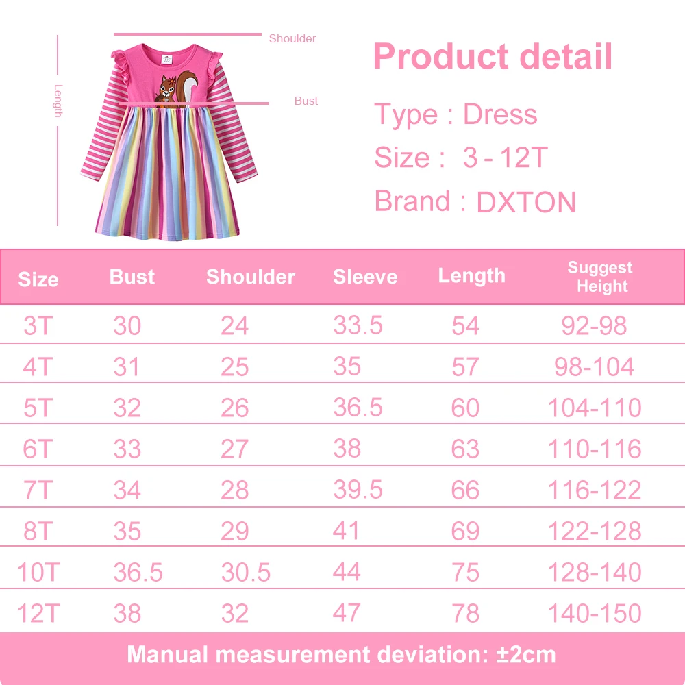 Vestido DXTON para niñas con diseño de ardilla