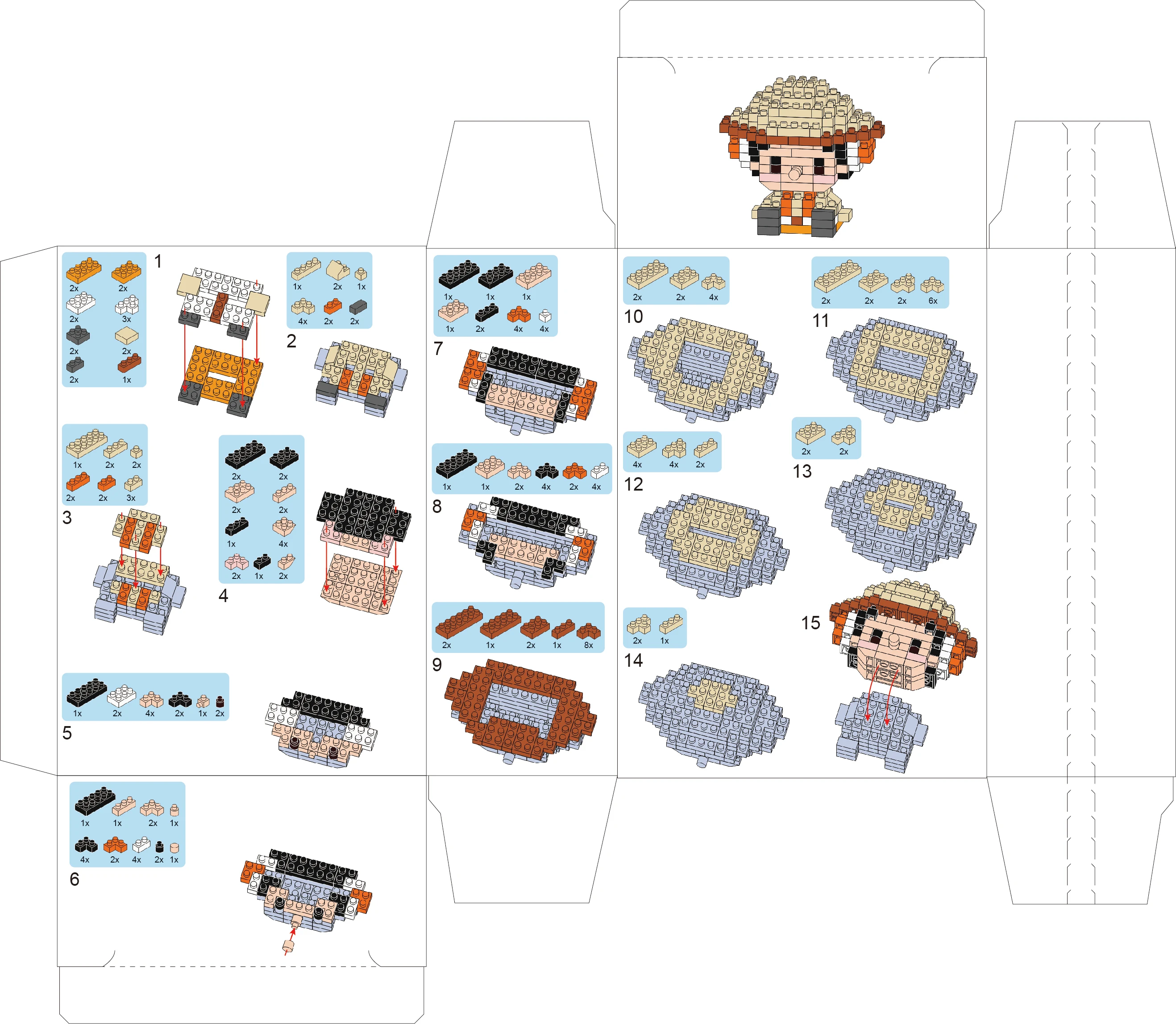 Vista de conjunto de los personajes en formato mini bloques