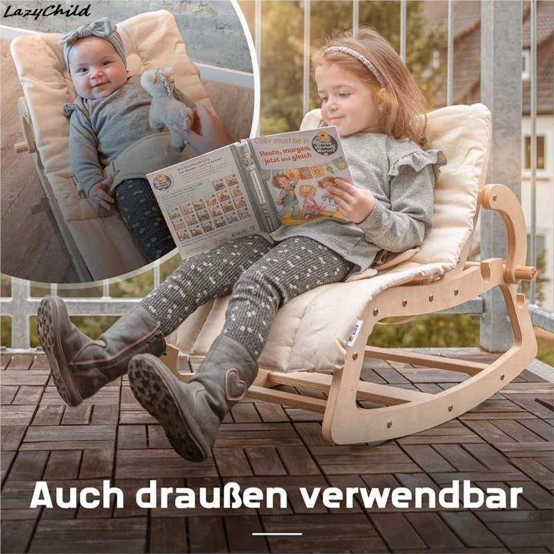 Cuna mecedora LazyChild 3 en 1 convertible de madera para bebé - imagen 5