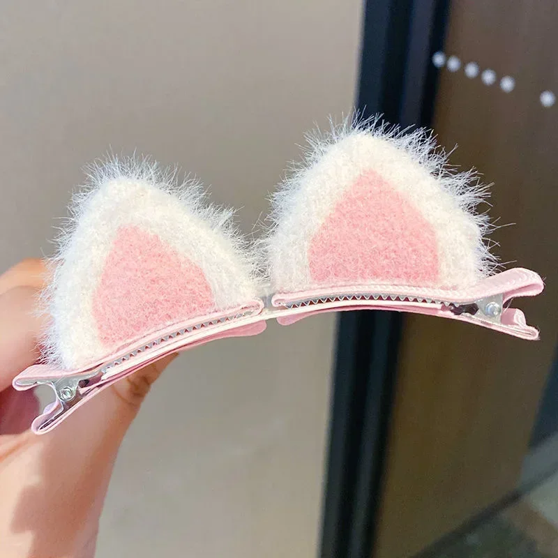 Pinza de pelo infantil con orejas de gato en peluche